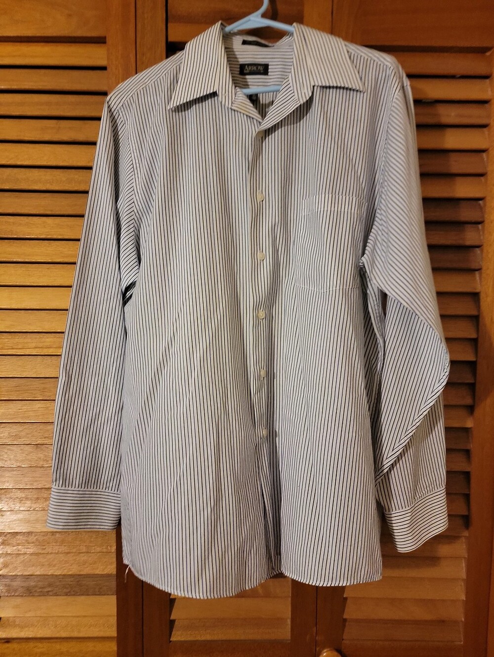 Arrow Men's White Shirt with Navy Pinstripes
